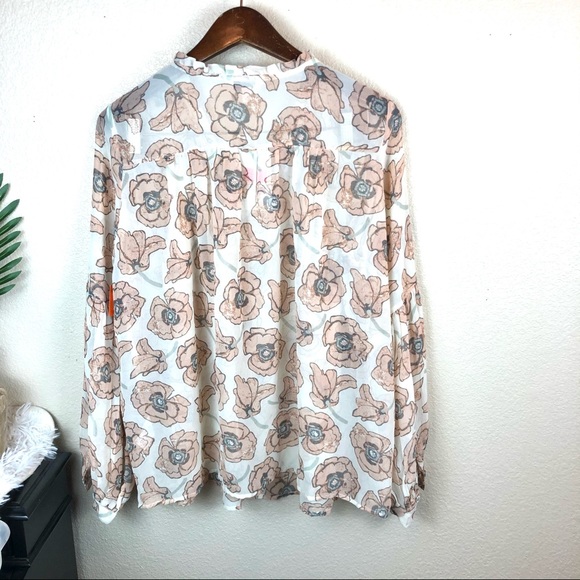 NWT Lucky Brand Pullover Sheer Creme Floral Top - Picture 7 of 8